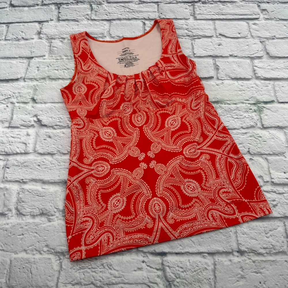 Patagonia Womens Orange Paisley Sleeveless Empire Waist Top Size S Athleisure